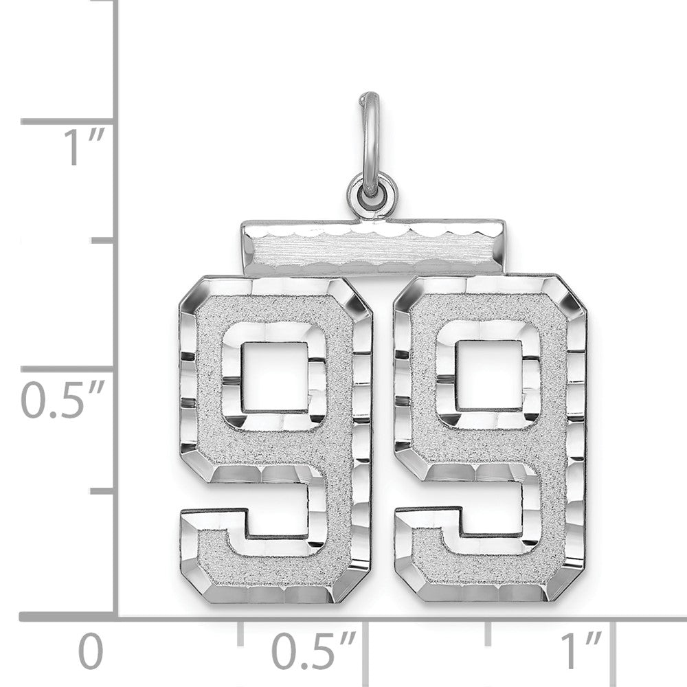 Alternate view of the Sterling Silver, Varsity Collection, Large D/C Pendant, Number 99 by The Black Bow Jewelry Co.