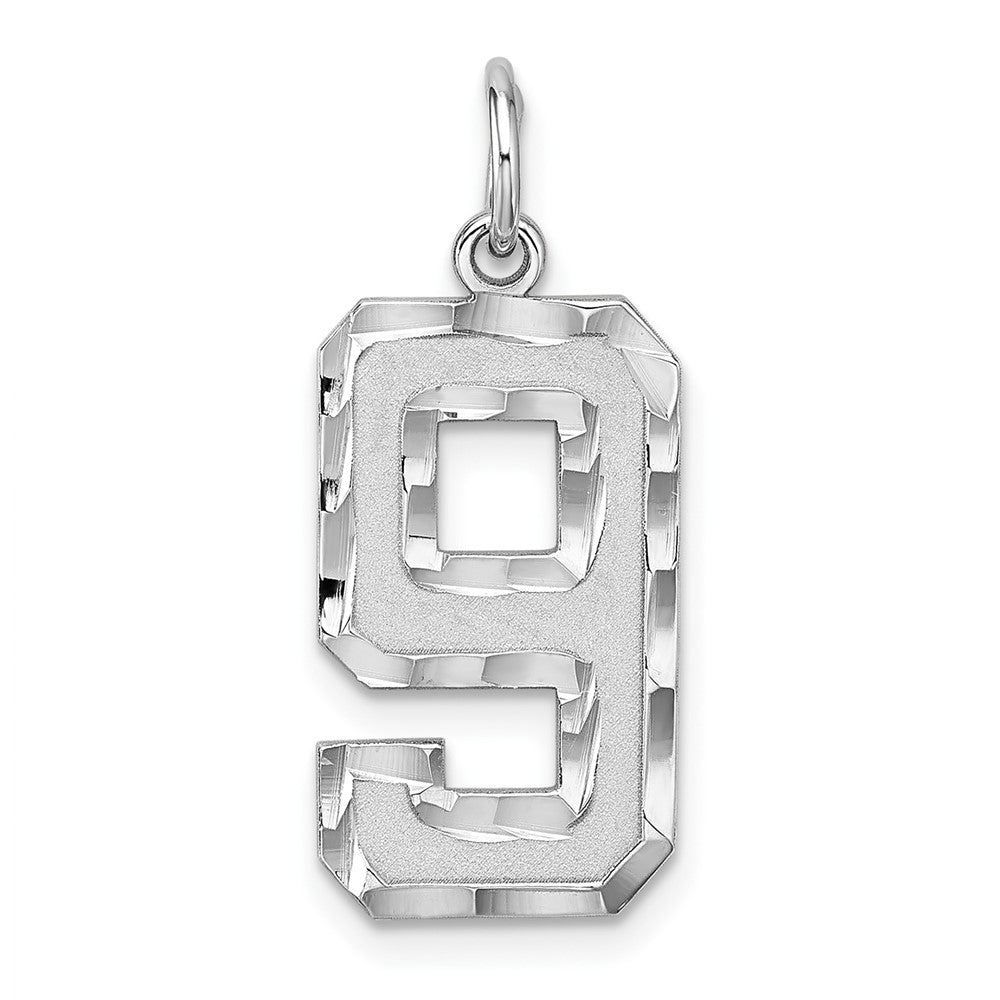Sterling Silver, Varsity Collection, Large D/C Pendant, Number 9, Item P33460-9 by The Black Bow Jewelry Co.