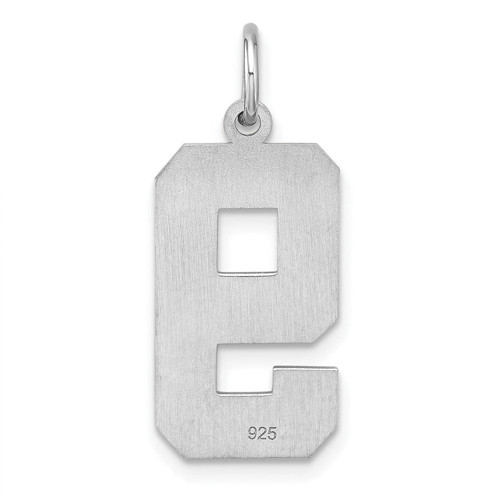Alternate view of the Sterling Silver, Varsity Collection, Large D/C Pendant, Number 9 by The Black Bow Jewelry Co.