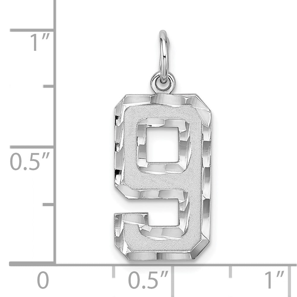 Alternate view of the Sterling Silver, Varsity Collection, Large D/C Pendant, Number 9 by The Black Bow Jewelry Co.