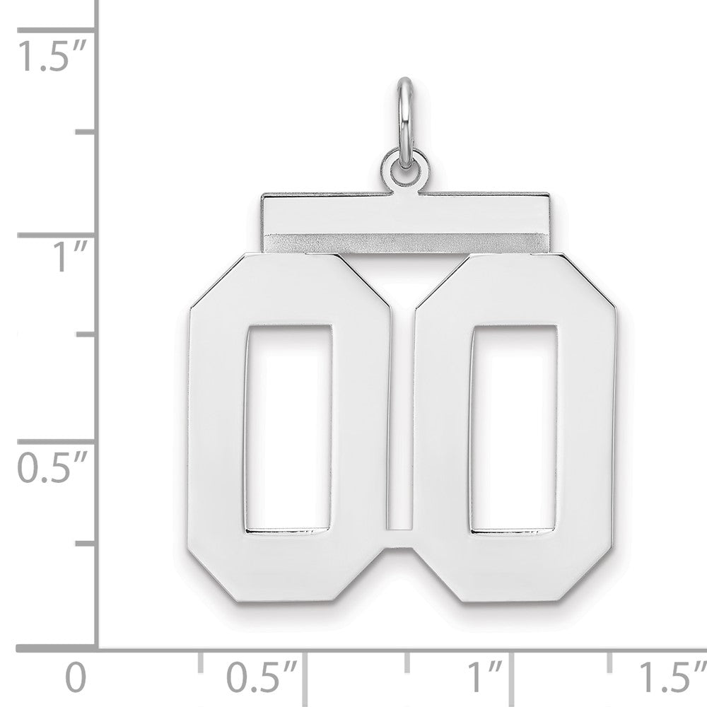 Alternate view of the Sterling Silver, Athletic Collection, XL Polished Number 00 Pendant by The Black Bow Jewelry Co.