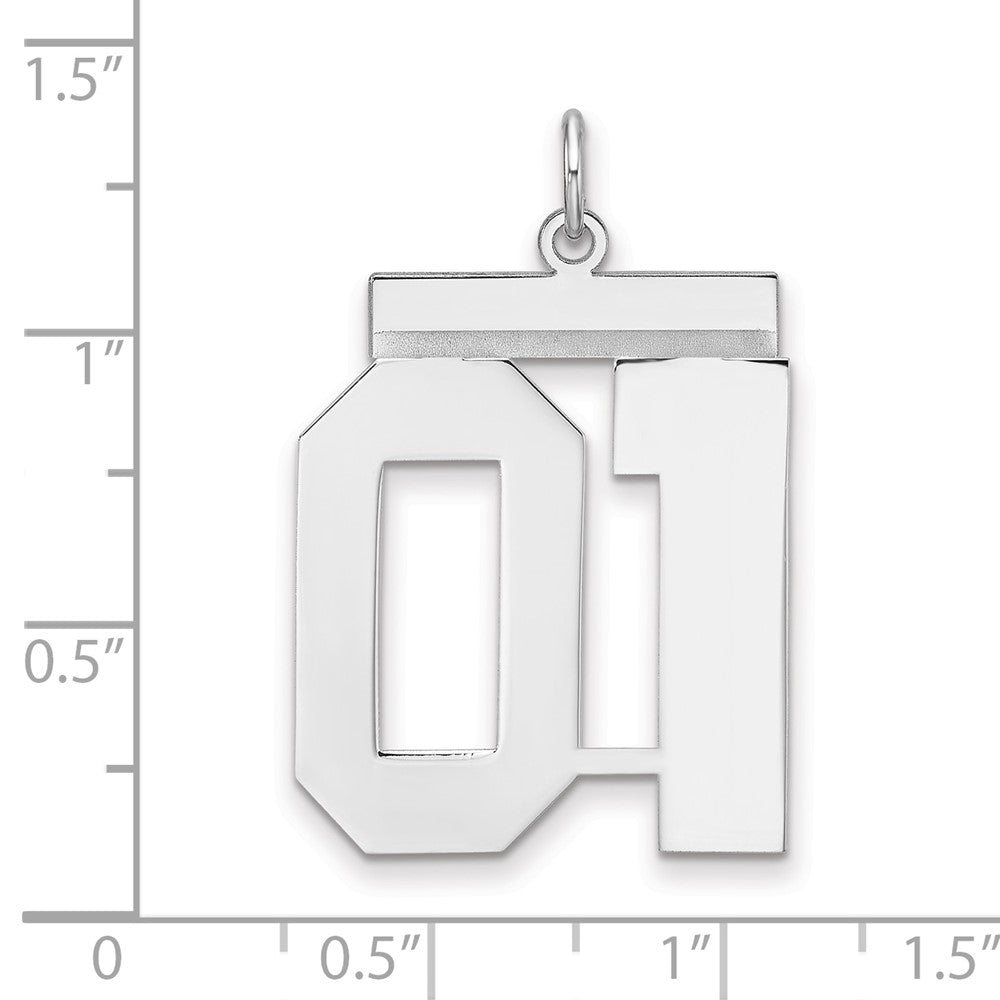 Alternate view of the Sterling Silver, Athletic Collection, XL Polished Number 01 Pendant by The Black Bow Jewelry Co.