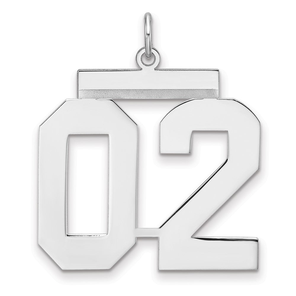 Sterling Silver, Athletic Collection, XL Polished Number 02 Pendant, Item P33461-02 by The Black Bow Jewelry Co.