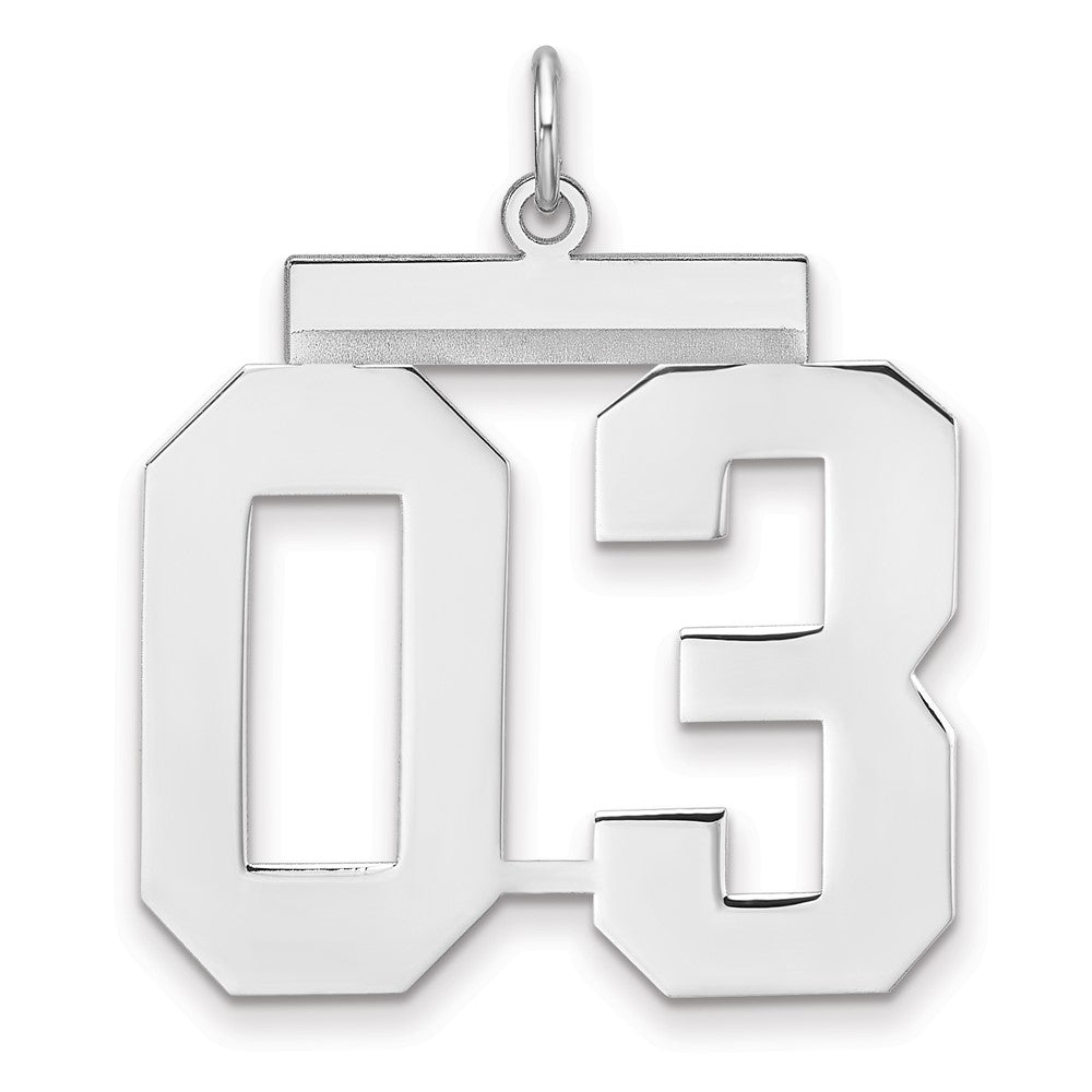 Sterling Silver, Athletic Collection, XL Polished Number 03 Pendant, Item P33461-03 by The Black Bow Jewelry Co.