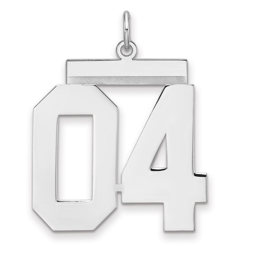 Sterling Silver, Athletic Collection, XL Polished Number 04 Pendant, Item P33461-04 by The Black Bow Jewelry Co.