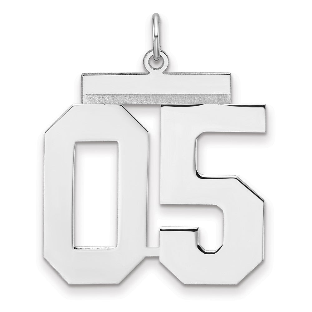Sterling Silver, Athletic Collection, XL Polished Number 05 Pendant, Item P33461-05 by The Black Bow Jewelry Co.
