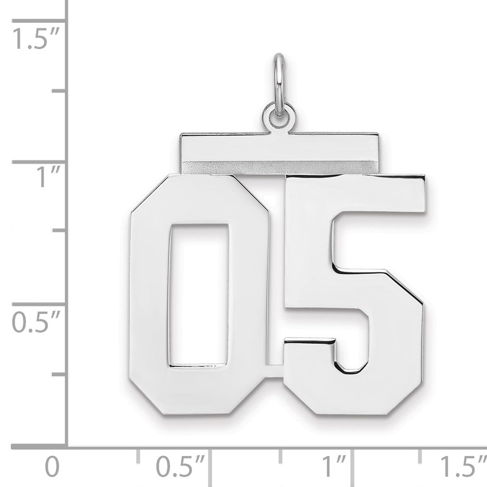 Alternate view of the Sterling Silver, Athletic Collection, XL Polished Number 05 Pendant by The Black Bow Jewelry Co.