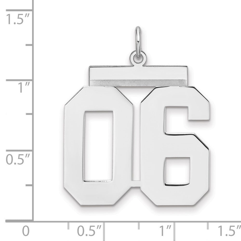 Alternate view of the Sterling Silver, Athletic Collection, XL Polished Number 06 Pendant by The Black Bow Jewelry Co.