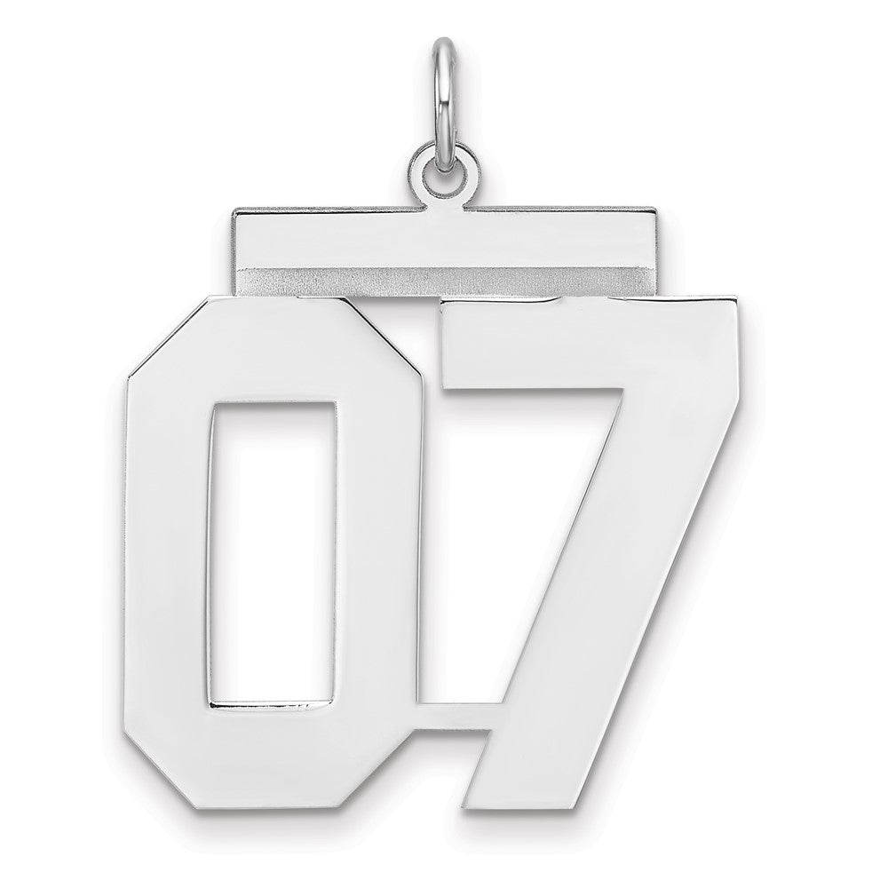 Sterling Silver, Athletic Collection, XL Polished Number 07 Pendant, Item P33461-07 by The Black Bow Jewelry Co.