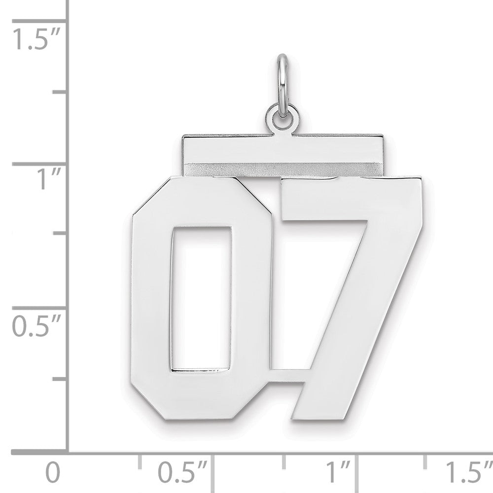 Alternate view of the Sterling Silver, Athletic Collection, XL Polished Number 07 Pendant by The Black Bow Jewelry Co.