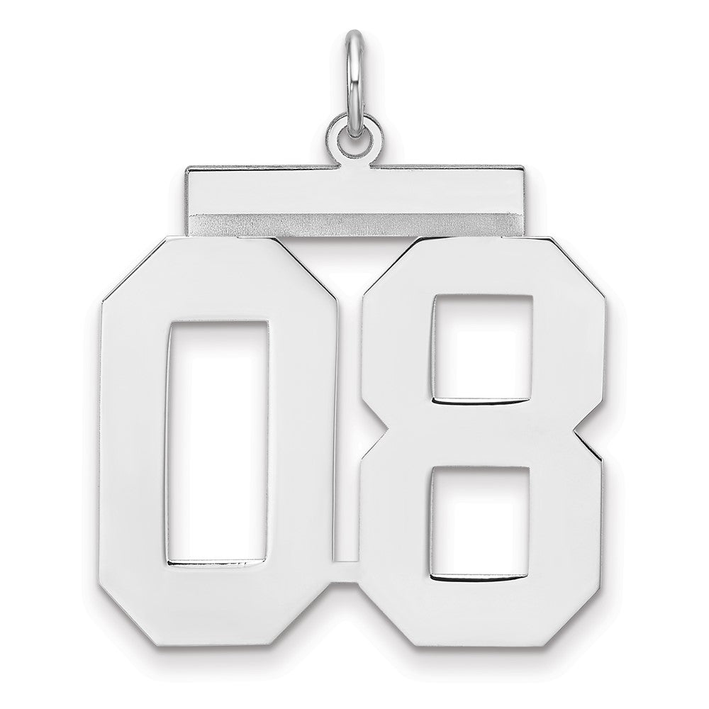 Sterling Silver, Athletic Collection, XL Polished Number 08 Pendant, Item P33461-08 by The Black Bow Jewelry Co.