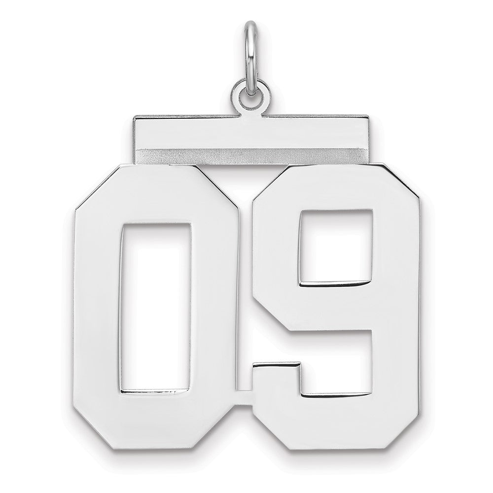 Sterling Silver, Athletic Collection, XL Polished Number 09 Pendant, Item P33461-09 by The Black Bow Jewelry Co.