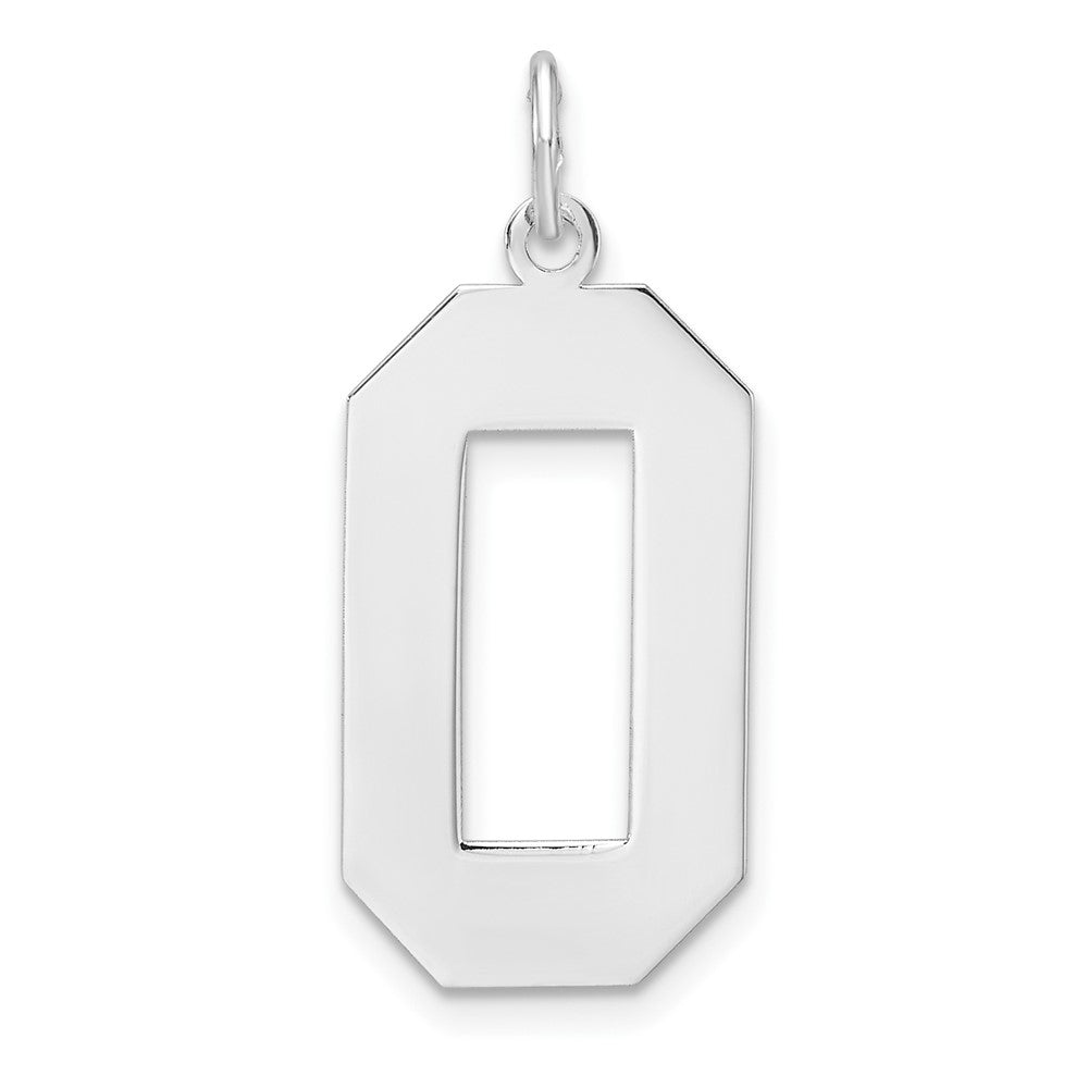 Sterling Silver, Athletic Collection, XL Polished Number 0 Pendant, Item P33461-0 by The Black Bow Jewelry Co.