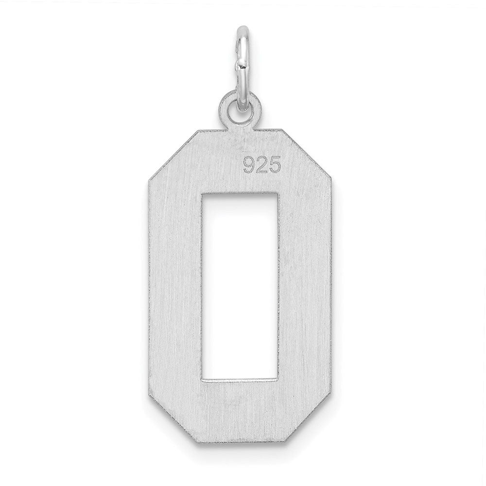 Alternate view of the Sterling Silver, Athletic Collection, XL Polished Number 0 Pendant by The Black Bow Jewelry Co.