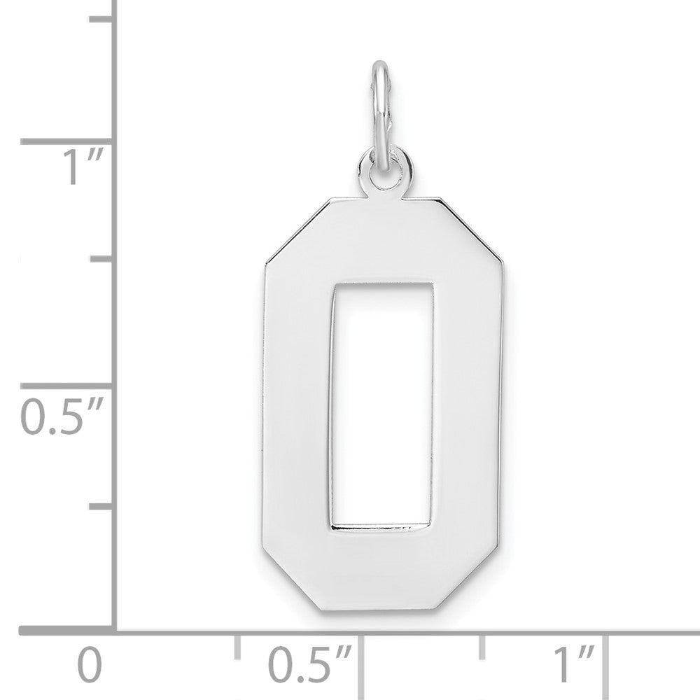 Alternate view of the Sterling Silver, Athletic Collection, XL Polished Number 0 Pendant by The Black Bow Jewelry Co.