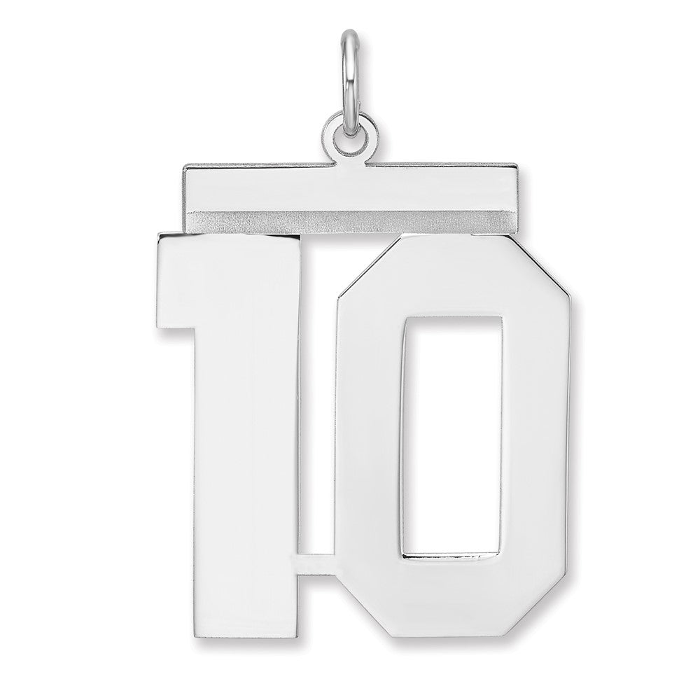 Sterling Silver, Athletic Collection, XL Polished Number 10 Pendant, Item P33461-10 by The Black Bow Jewelry Co.