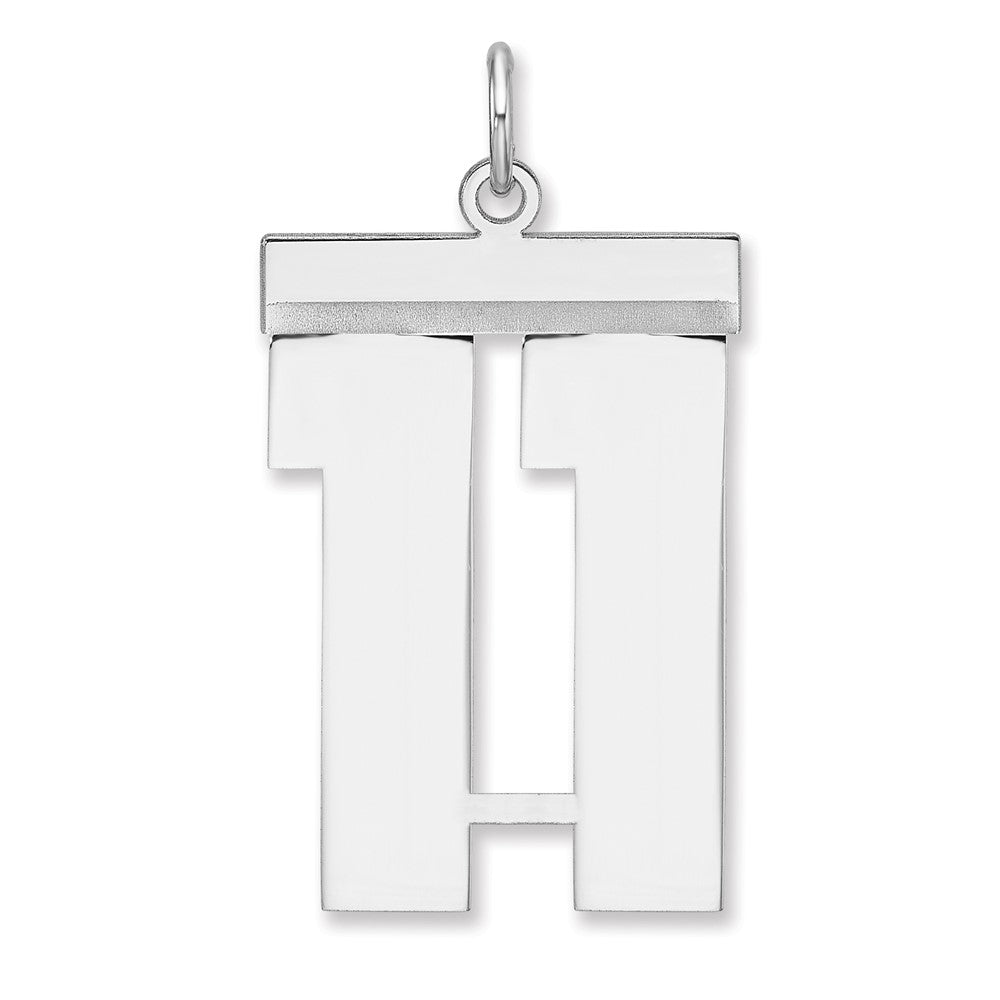 Sterling Silver, Athletic Collection, XL Polished Number 11 Pendant, Item P33461-11 by The Black Bow Jewelry Co.