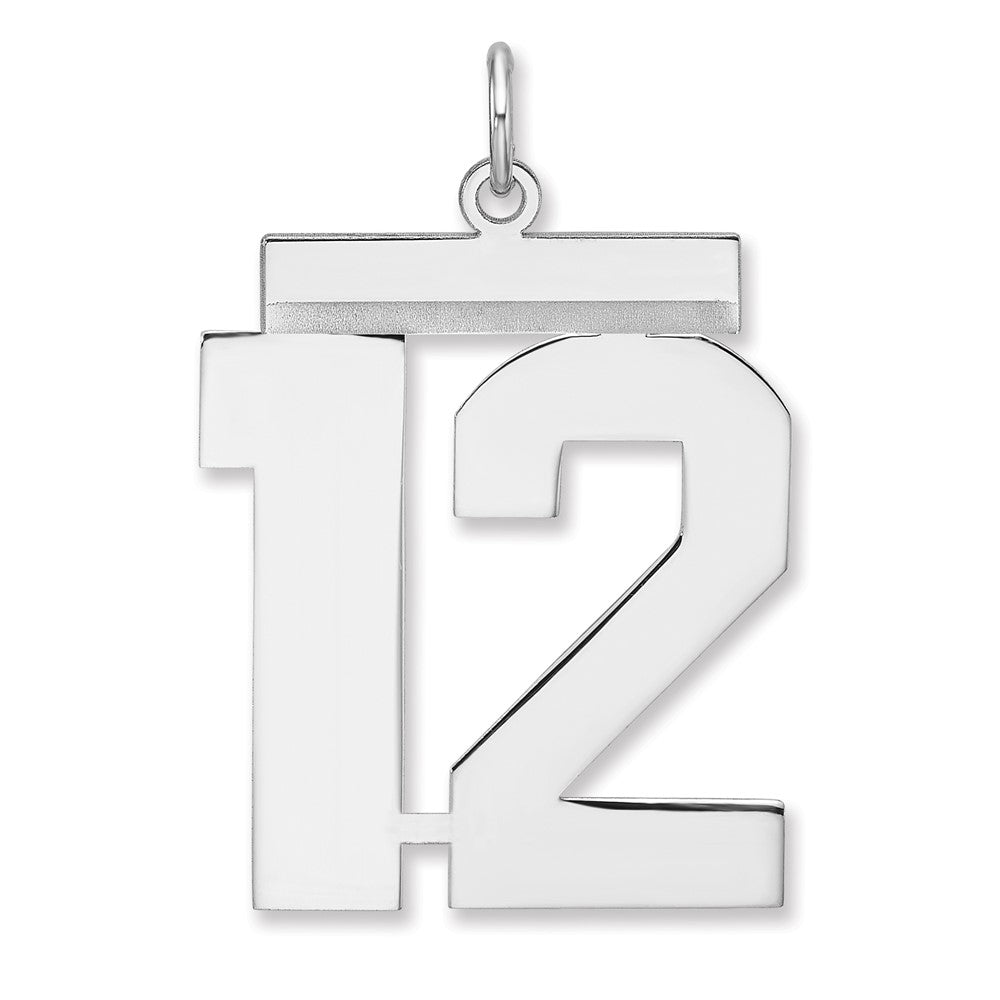 Sterling Silver, Athletic Collection, XL Polished Number 12 Pendant, Item P33461-12 by The Black Bow Jewelry Co.