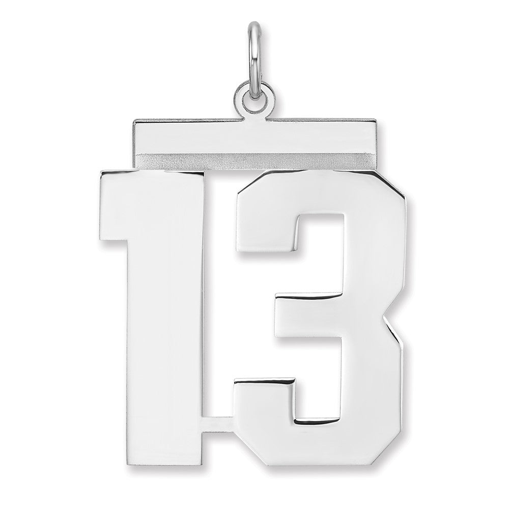 Sterling Silver, Athletic Collection, XL Polished Number 13 Pendant, Item P33461-13 by The Black Bow Jewelry Co.