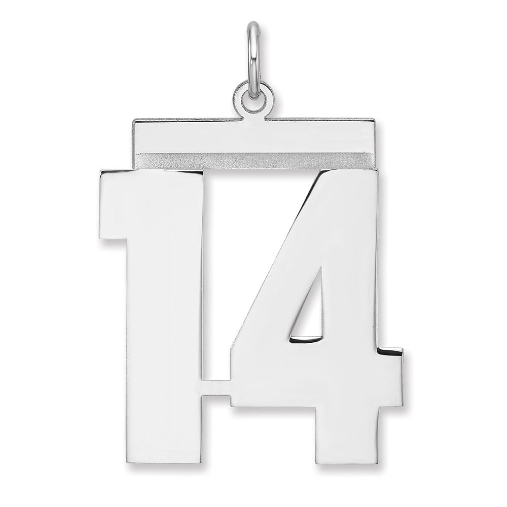 Sterling Silver, Athletic Collection, XL Polished Number 14 Pendant, Item P33461-14 by The Black Bow Jewelry Co.