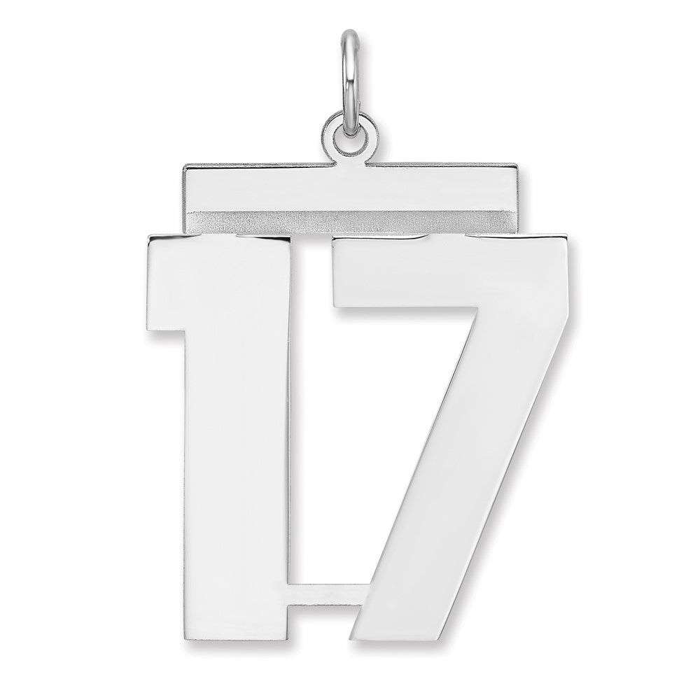 Sterling Silver, Athletic Collection, XL Polished Number 17 Pendant, Item P33461-17 by The Black Bow Jewelry Co.