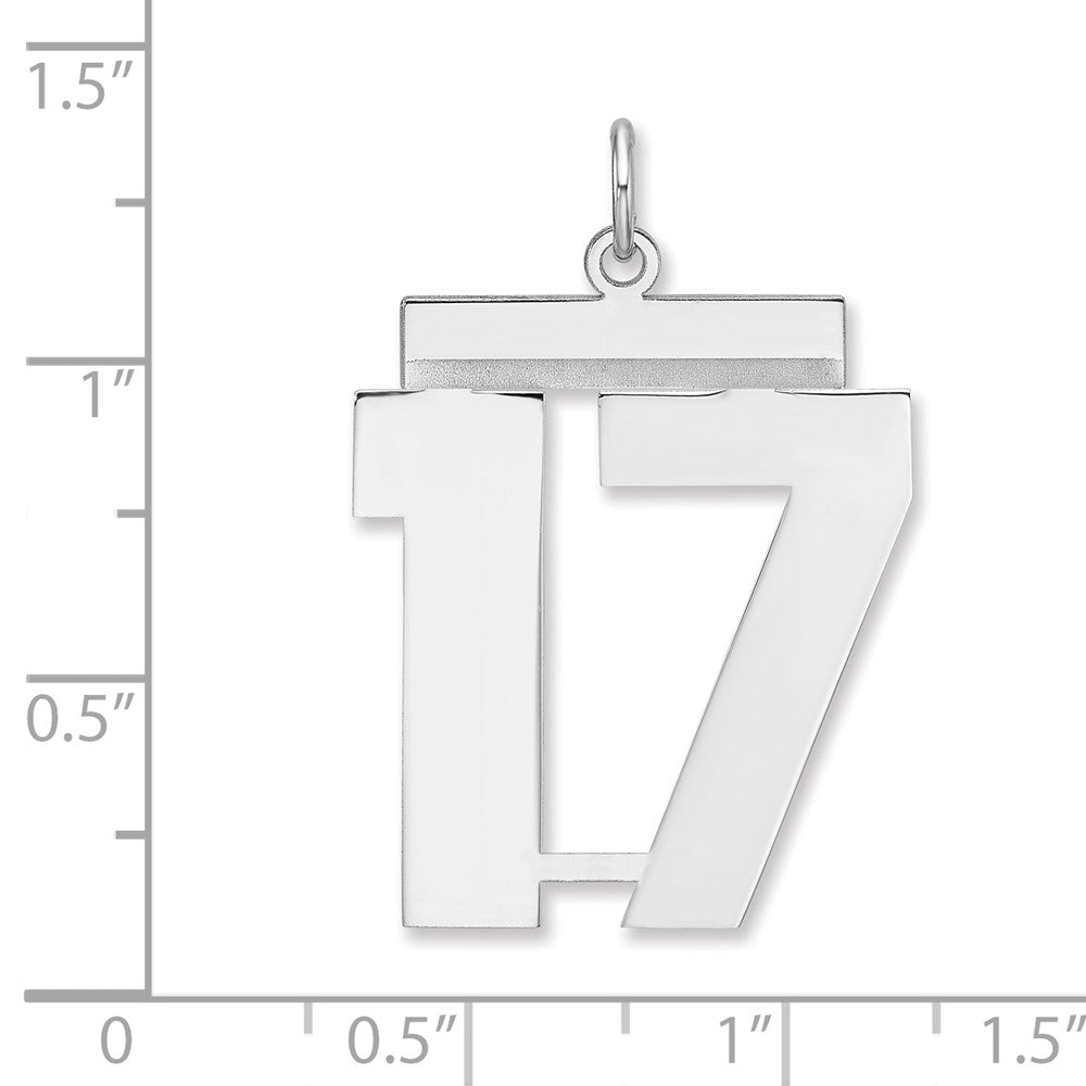Alternate view of the Sterling Silver, Athletic Collection, XL Polished Number 17 Pendant by The Black Bow Jewelry Co.