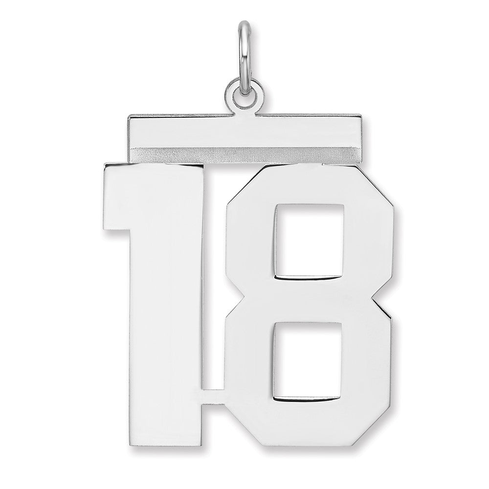 Sterling Silver, Athletic Collection, XL Polished Number 18 Pendant, Item P33461-18 by The Black Bow Jewelry Co.