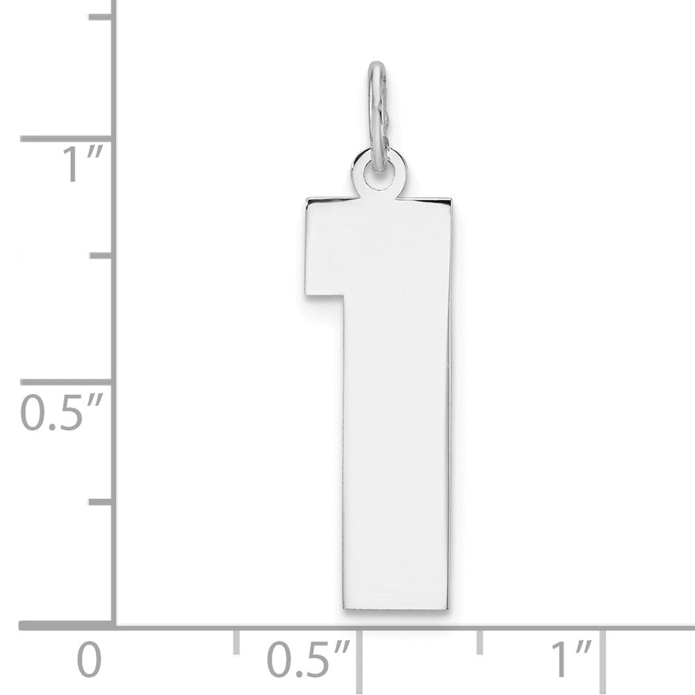 Alternate view of the Sterling Silver, Athletic Collection, XL Polished Number 1 Pendant by The Black Bow Jewelry Co.