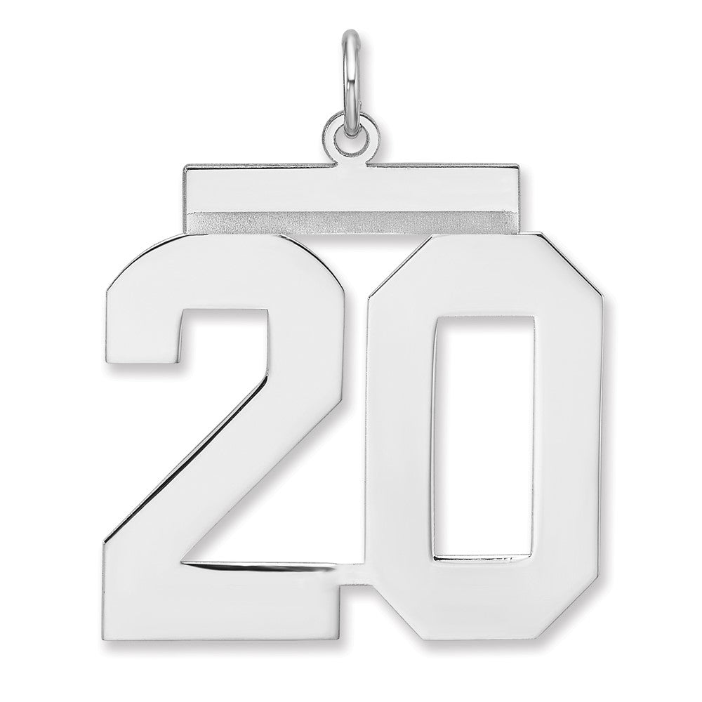 Sterling Silver, Athletic Collection, XL Polished Number 20 Pendant, Item P33461-20 by The Black Bow Jewelry Co.