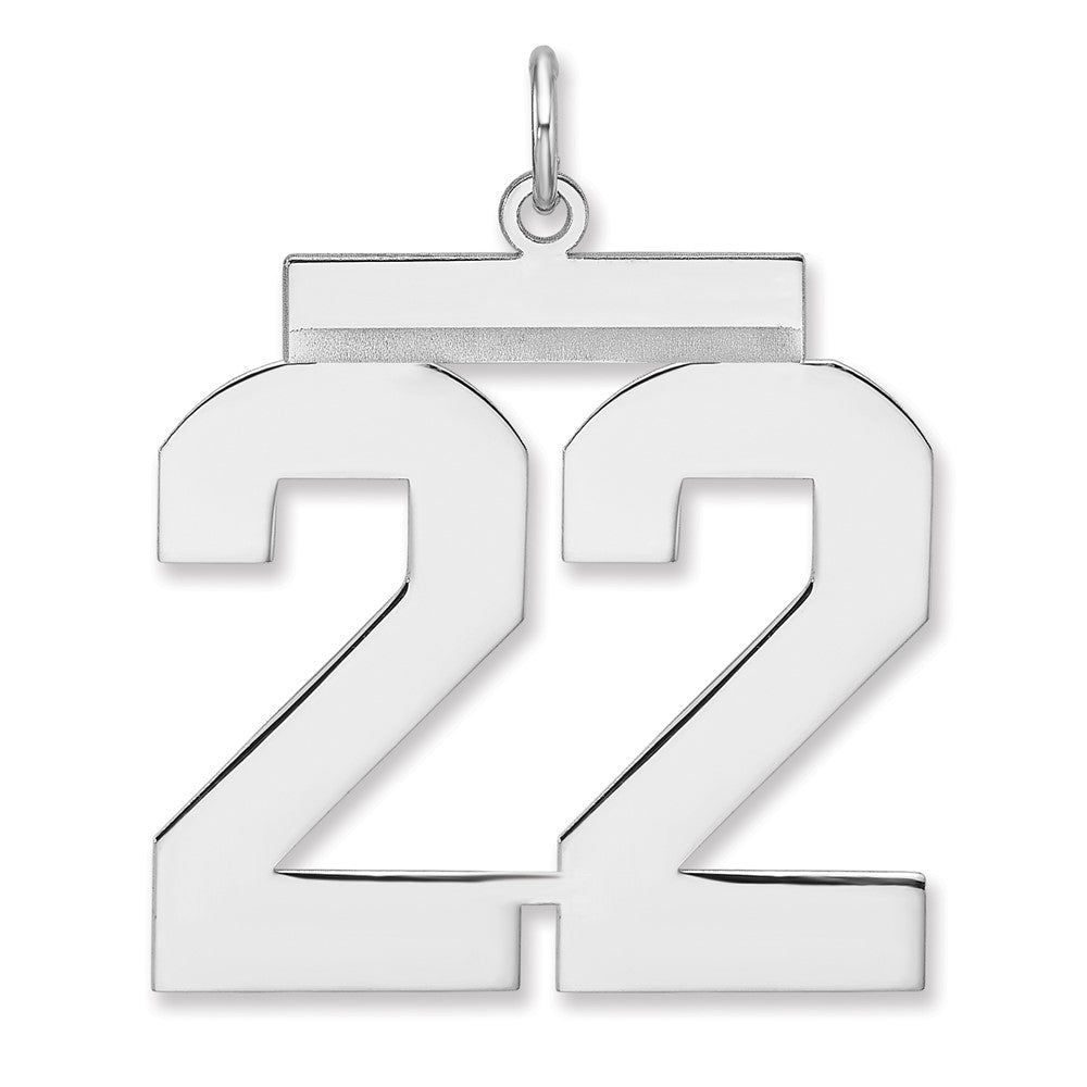 Sterling Silver, Athletic Collection, XL Polished Number 22 Pendant, Item P33461-22 by The Black Bow Jewelry Co.