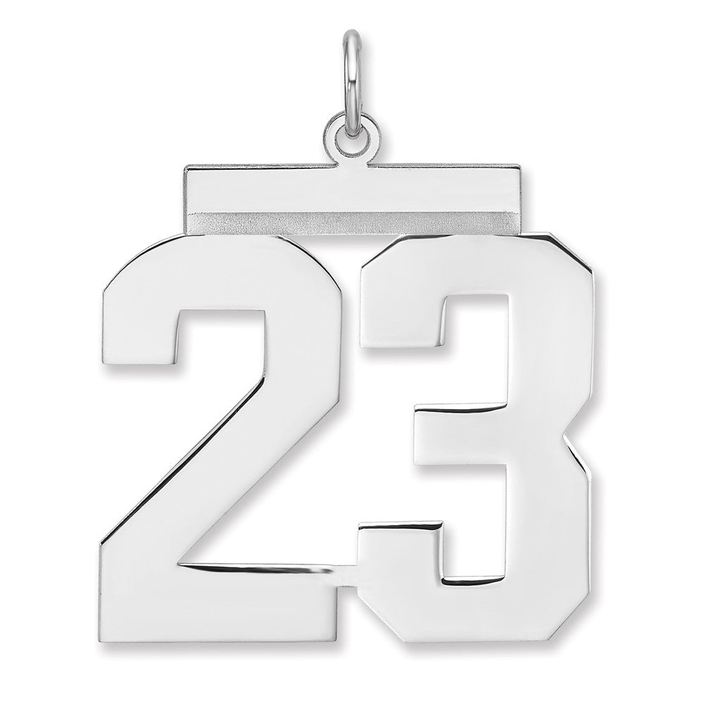 Sterling Silver, Athletic Collection, XL Polished Number 23 Pendant, Item P33461-23 by The Black Bow Jewelry Co.