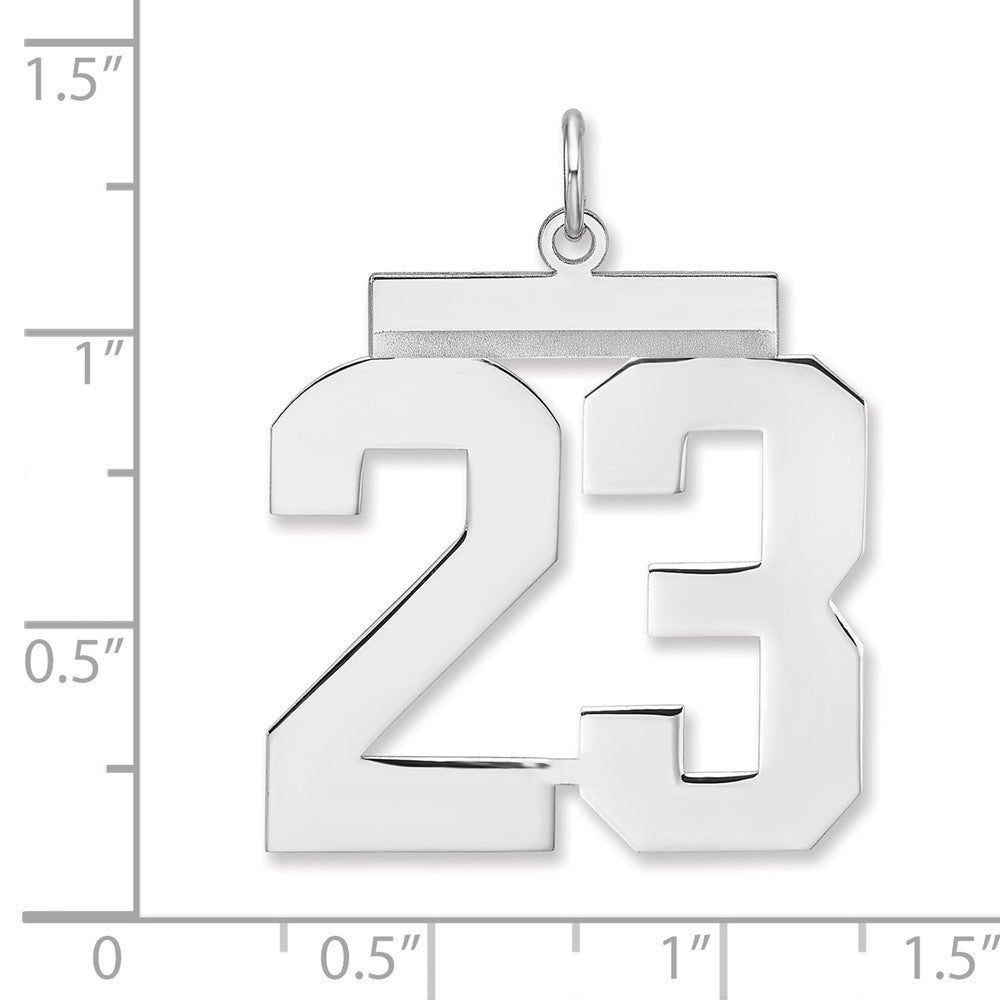 Alternate view of the Sterling Silver, Athletic Collection, XL Polished Number 23 Pendant by The Black Bow Jewelry Co.
