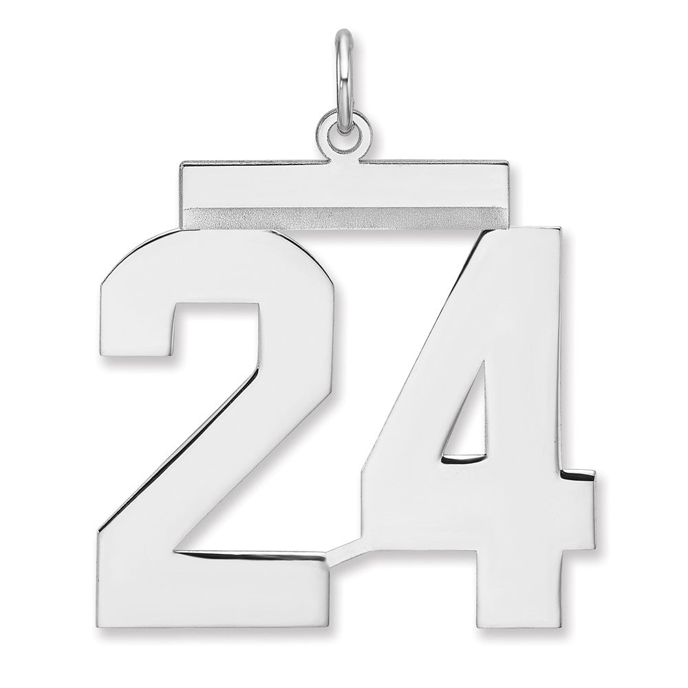 Sterling Silver, Athletic Collection, XL Polished Number 24 Pendant, Item P33461-24 by The Black Bow Jewelry Co.