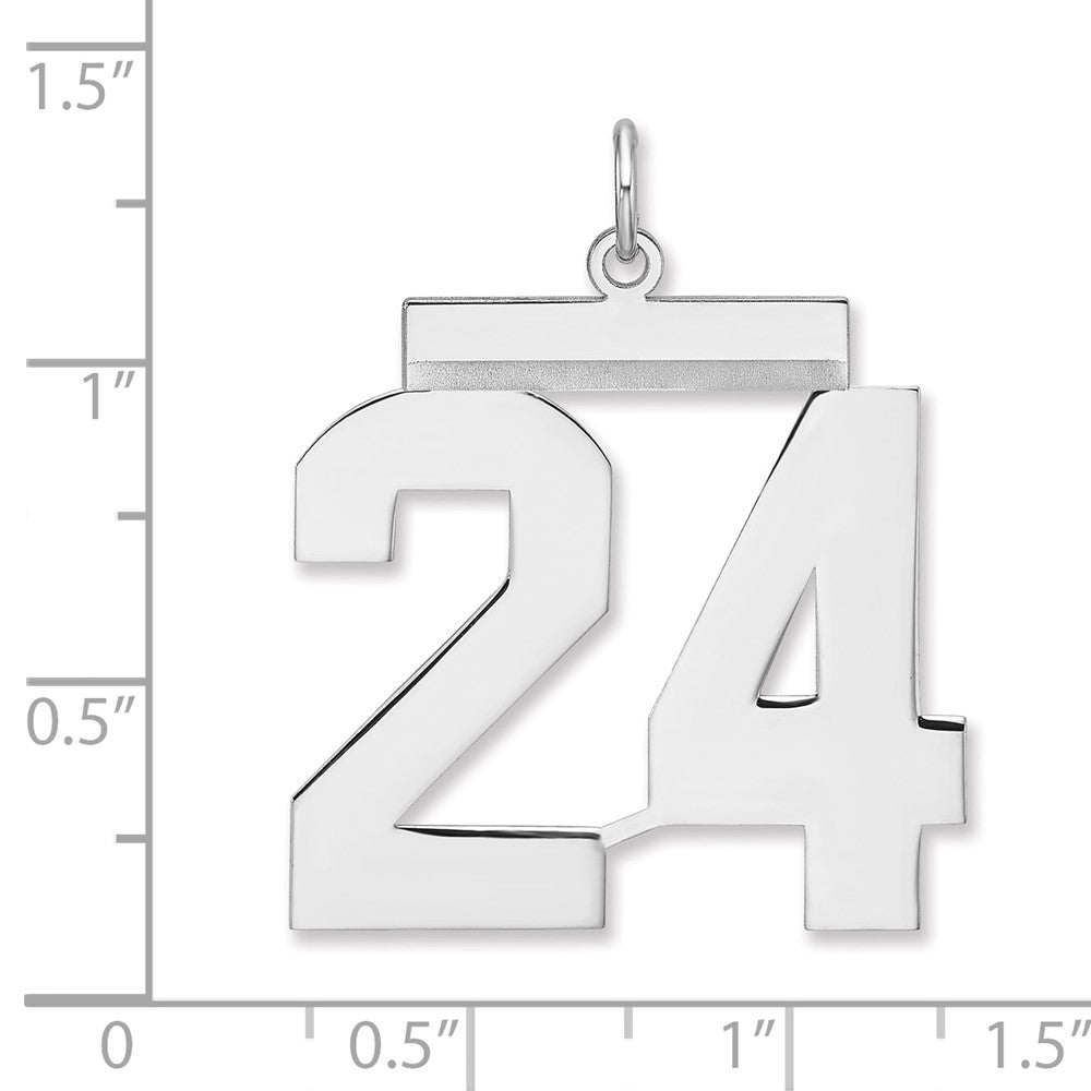 Alternate view of the Sterling Silver, Athletic Collection, XL Polished Number 24 Pendant by The Black Bow Jewelry Co.
