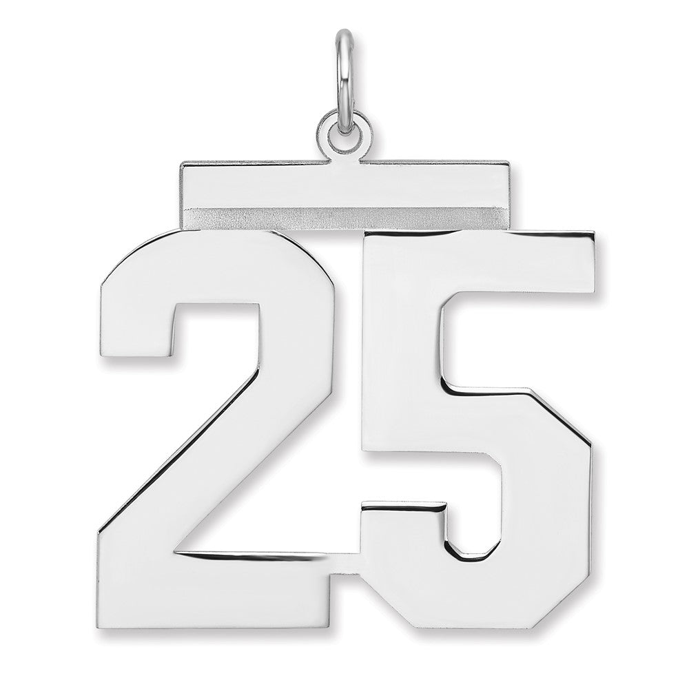 Sterling Silver, Athletic Collection, XL Polished Number 25 Pendant, Item P33461-25 by The Black Bow Jewelry Co.