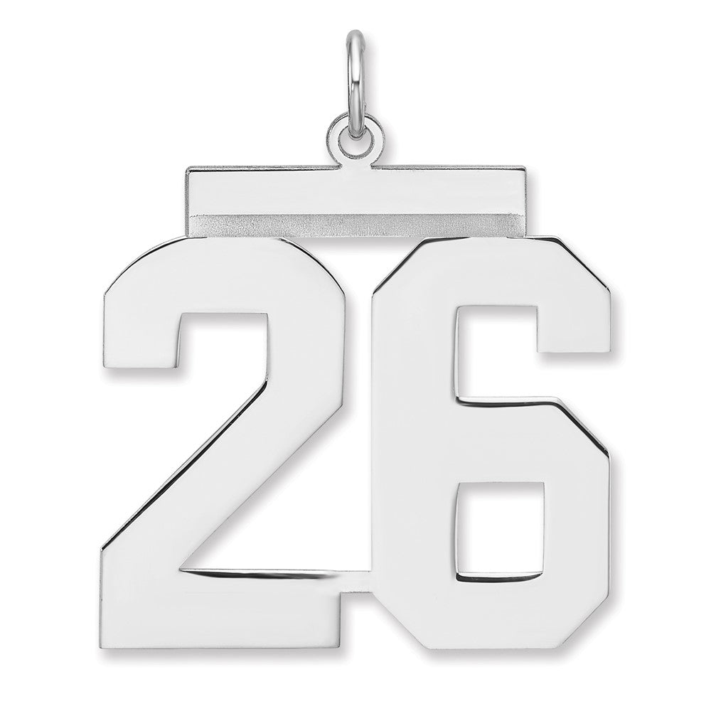 Sterling Silver, Athletic Collection, XL Polished Number 26 Pendant, Item P33461-26 by The Black Bow Jewelry Co.