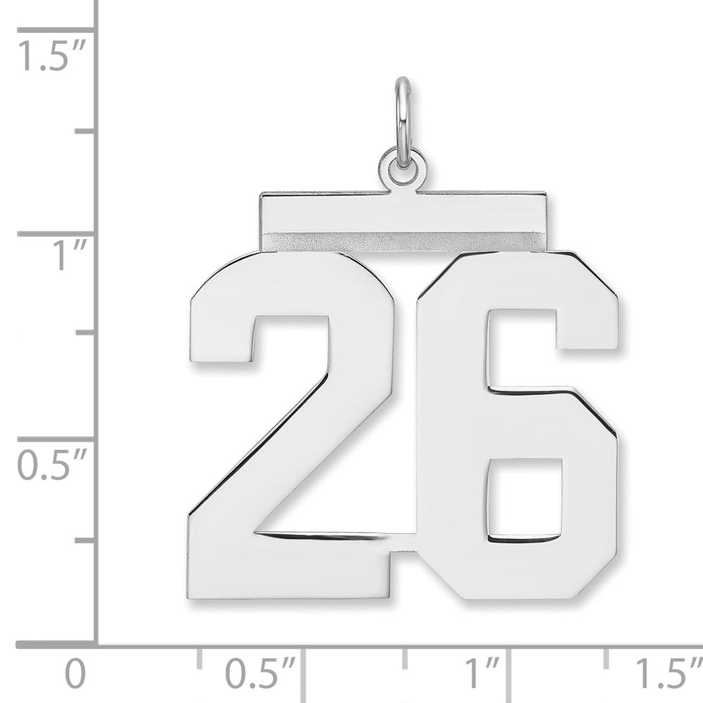 Alternate view of the Sterling Silver, Athletic Collection, XL Polished Number 26 Pendant by The Black Bow Jewelry Co.