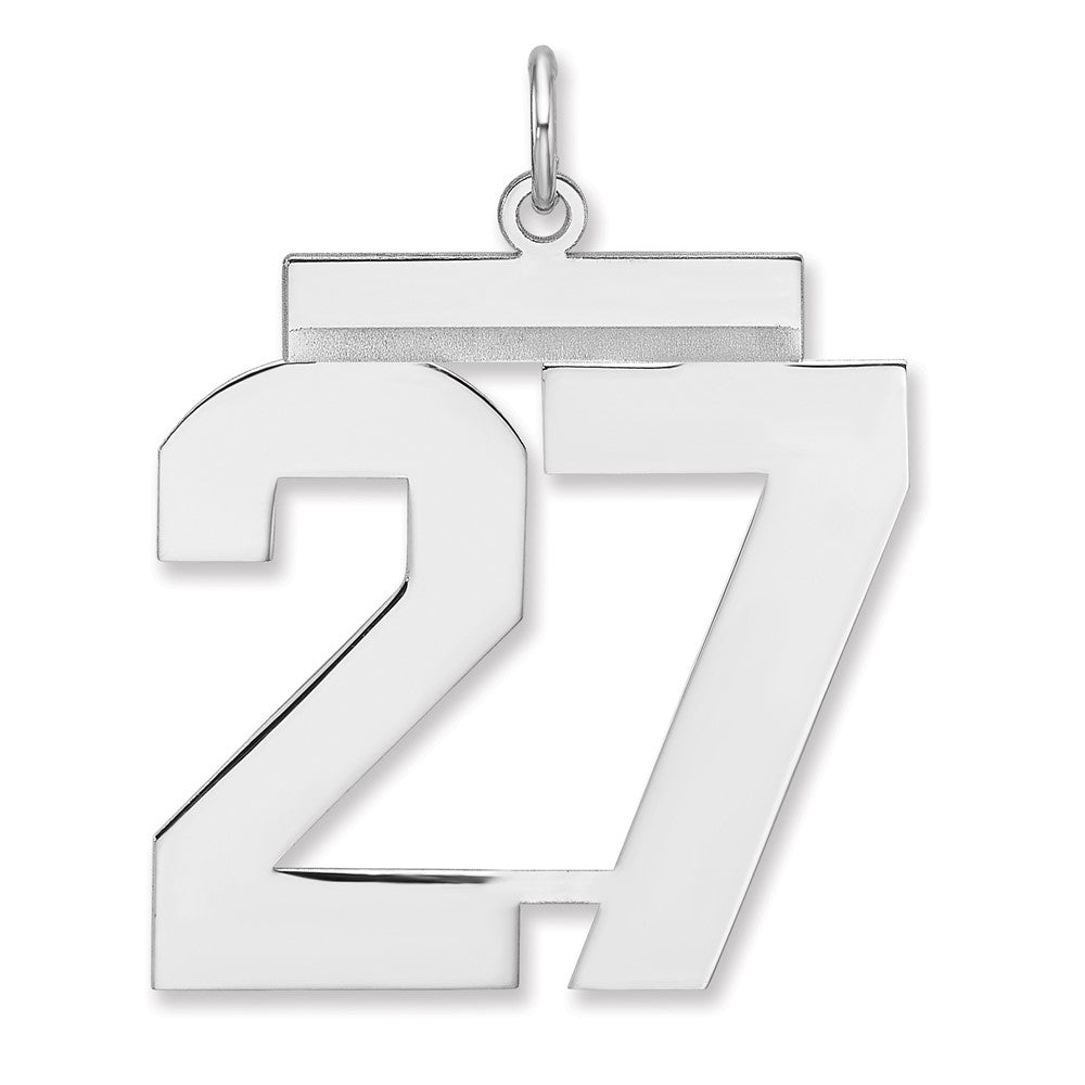 Sterling Silver, Athletic Collection, XL Polished Number 27 Pendant, Item P33461-27 by The Black Bow Jewelry Co.
