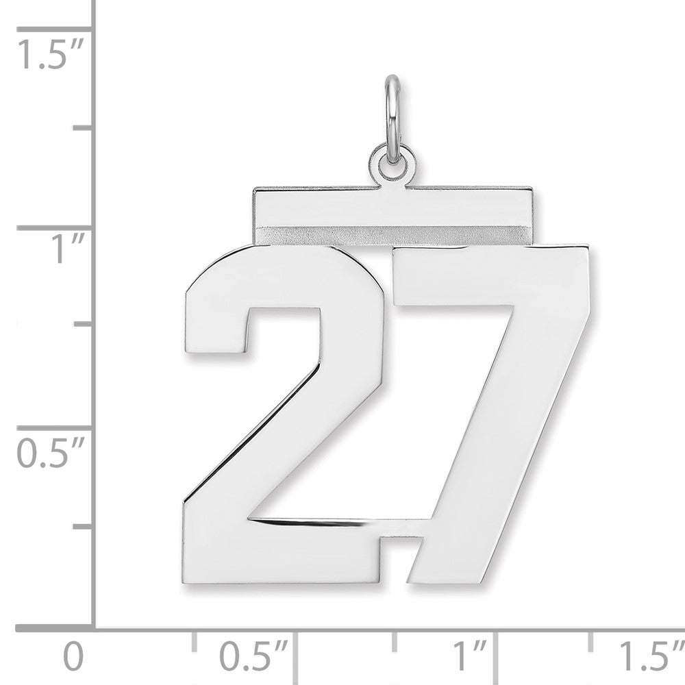 Alternate view of the Sterling Silver, Athletic Collection, XL Polished Number 27 Pendant by The Black Bow Jewelry Co.