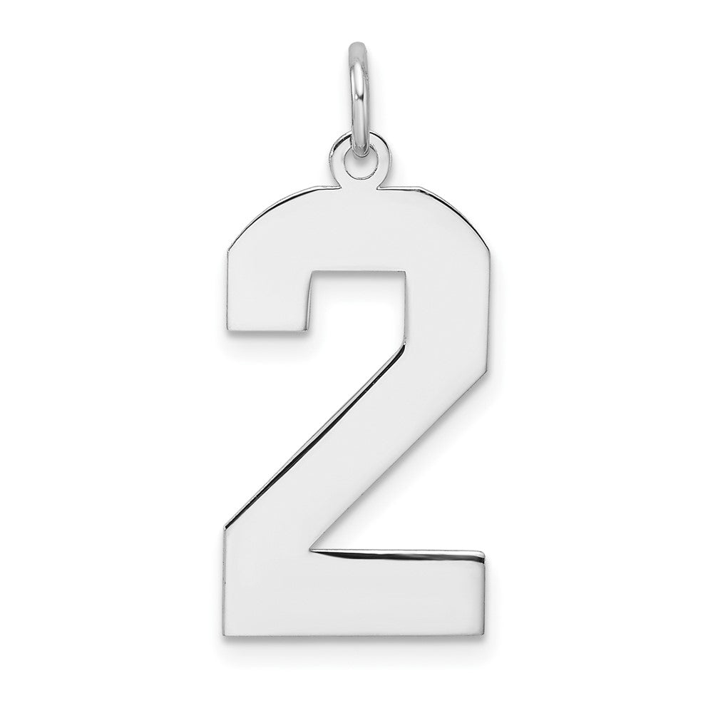 Sterling Silver, Athletic Collection, XL Polished Number 2 Pendant, Item P33461-2 by The Black Bow Jewelry Co.