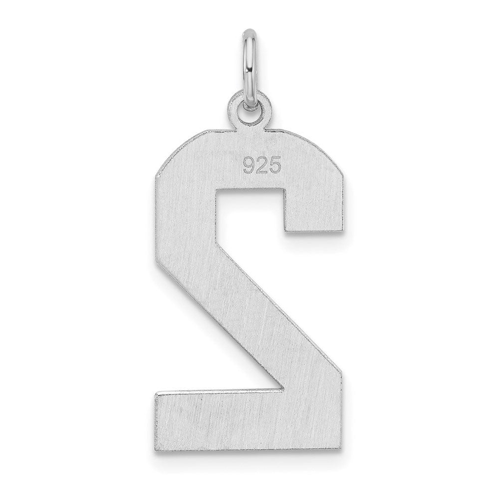 Alternate view of the Sterling Silver, Athletic Collection, XL Polished Number 2 Pendant by The Black Bow Jewelry Co.