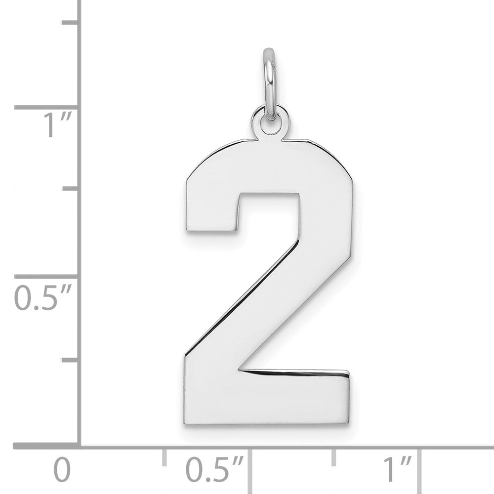 Alternate view of the Sterling Silver, Athletic Collection, XL Polished Number 2 Pendant by The Black Bow Jewelry Co.