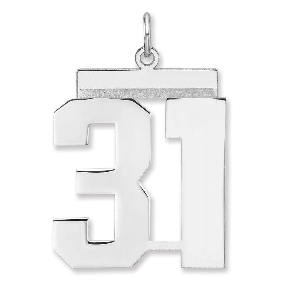 Sterling Silver, Athletic Collection, XL Polished Number 31 Pendant, Item P33461-31 by The Black Bow Jewelry Co.