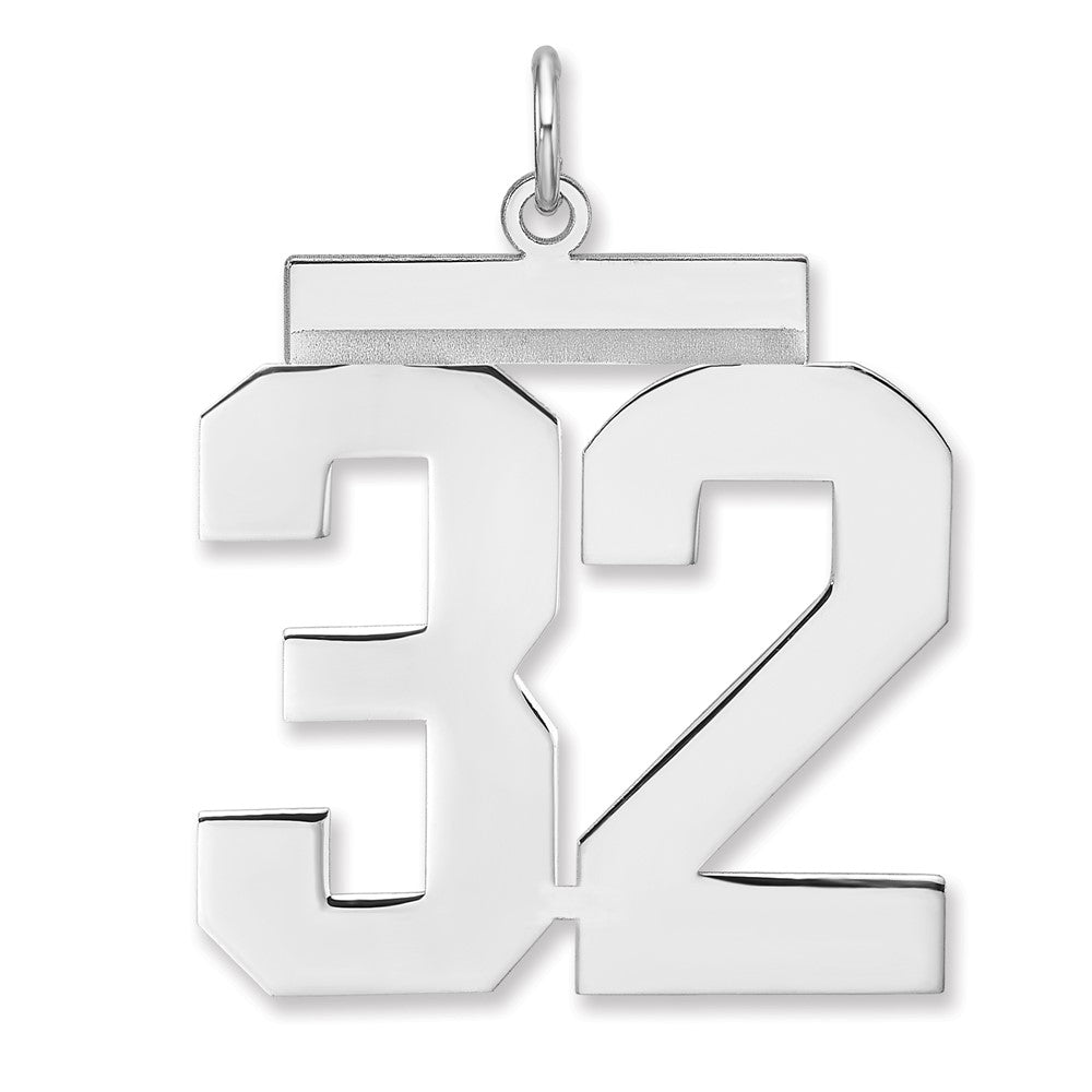 Sterling Silver, Athletic Collection, XL Polished Number 32 Pendant, Item P33461-32 by The Black Bow Jewelry Co.