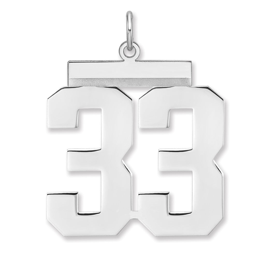 Sterling Silver, Athletic Collection, XL Polished Number 33 Pendant, Item P33461-33 by The Black Bow Jewelry Co.