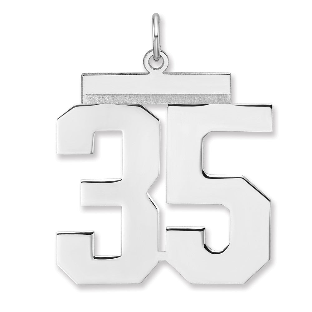 Sterling Silver, Athletic Collection, XL Polished Number 35 Pendant, Item P33461-35 by The Black Bow Jewelry Co.
