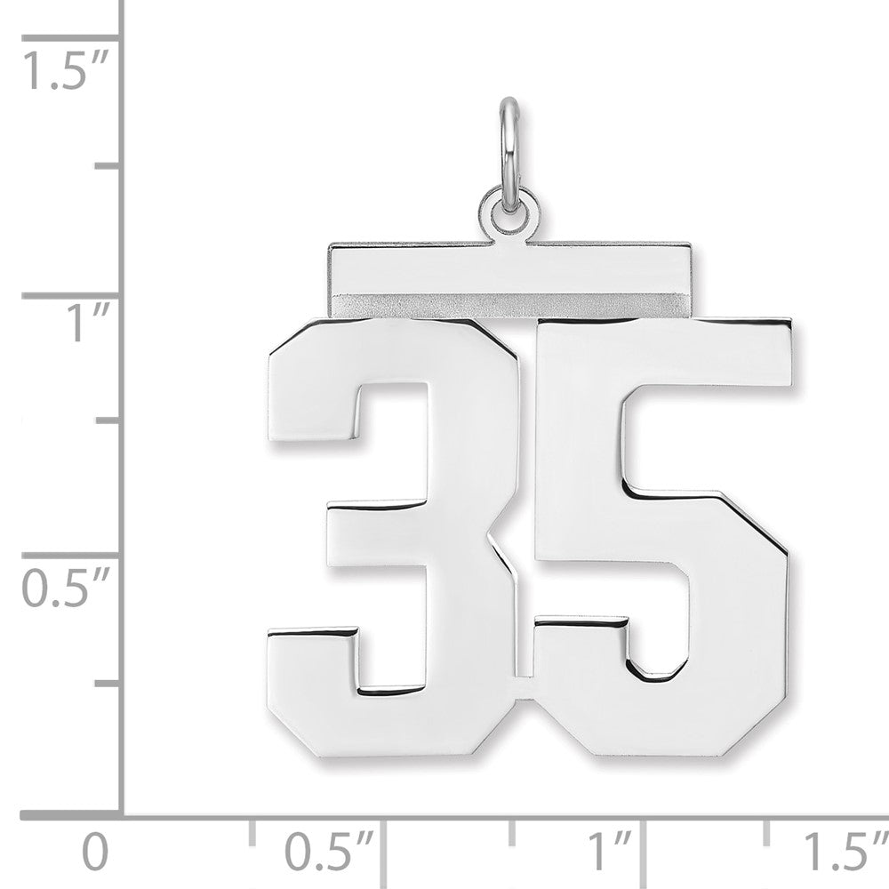 Alternate view of the Sterling Silver, Athletic Collection, XL Polished Number 35 Pendant by The Black Bow Jewelry Co.