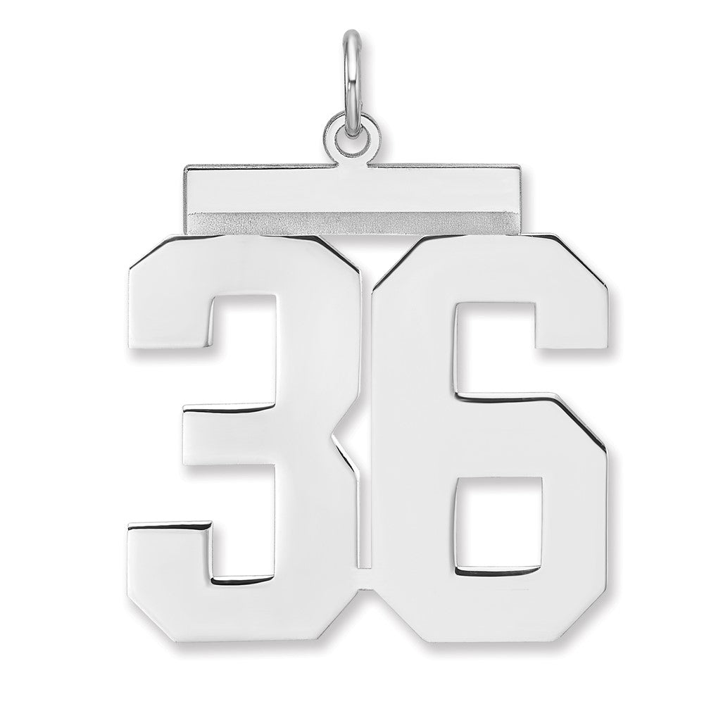 Sterling Silver, Athletic Collection, XL Polished Number 36 Pendant, Item P33461-36 by The Black Bow Jewelry Co.