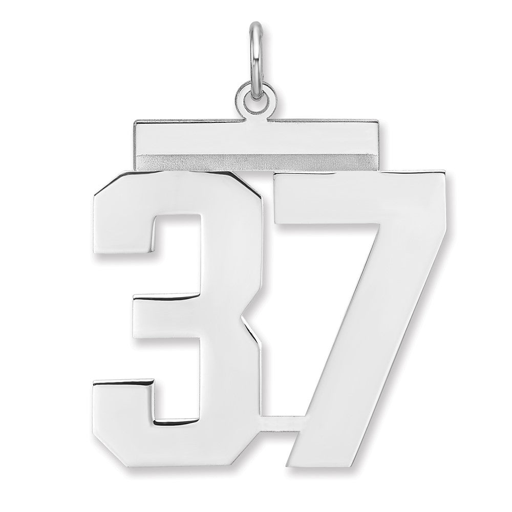 Sterling Silver, Athletic Collection, XL Polished Number 37 Pendant, Item P33461-37 by The Black Bow Jewelry Co.