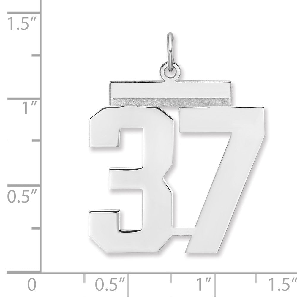 Alternate view of the Sterling Silver, Athletic Collection, XL Polished Number 37 Pendant by The Black Bow Jewelry Co.